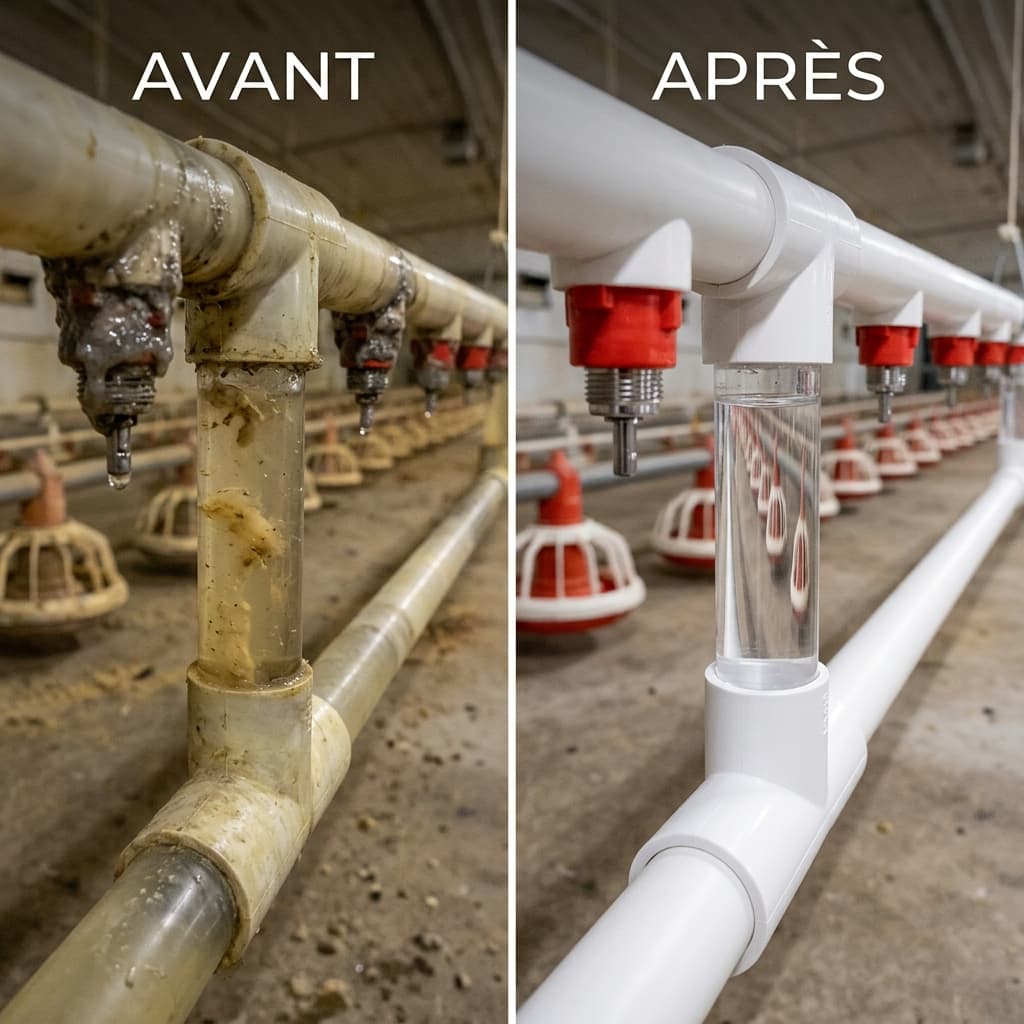 Recontamination précoce des poussins : le rôle critique des lignes d'eau